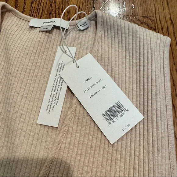 NWT Vince Beige Sleeveless Ribbed V-Neck Top | M - Picture 3 of 5